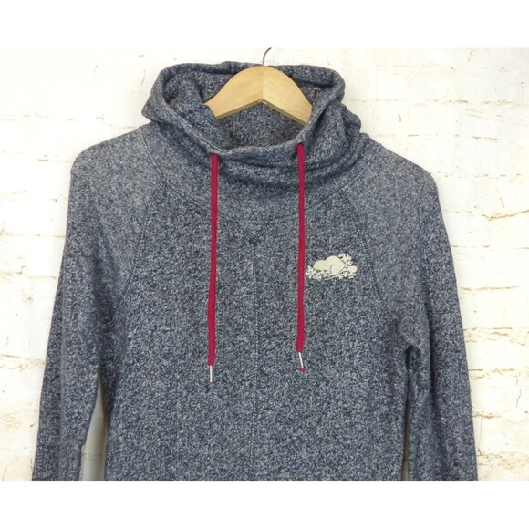 Roots Canada Womens XS Hooded Pullover Sweater Heather Black Varsity Cuffs - Picture 2 of 14